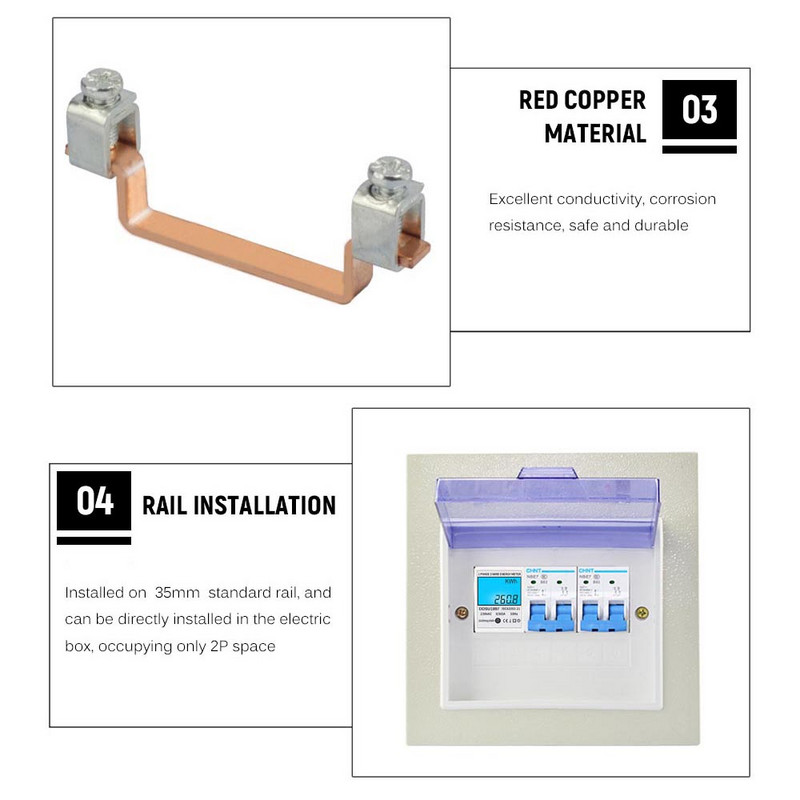 Skaitmeninis elektros energijos skaitiklis Vienfazis DIN bėgio elektros skaitiklis Vienfazis dviejų laidų daugiafunkcis elektros skaitiklis