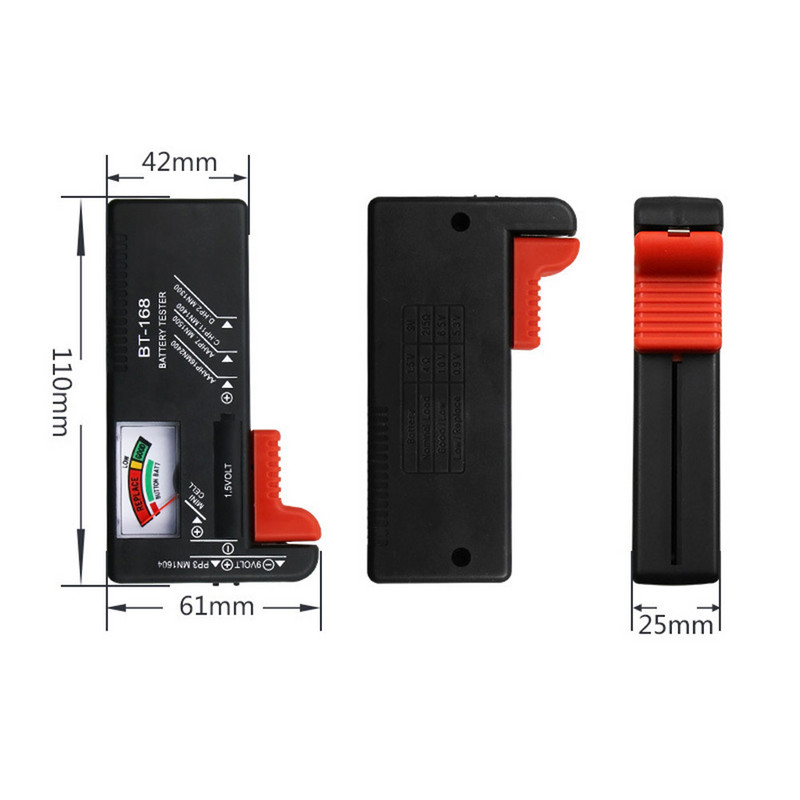 BT168 Ψηφιακός ελεγκτής μπαταρίας Έλεγχος βολτ για AA AAA 9V Κουμπί Πολλαπλών Μεγεθών Ελεγκτής μπαταρίας Εργαλεία μετρητή τάσης BT168D BT-168D