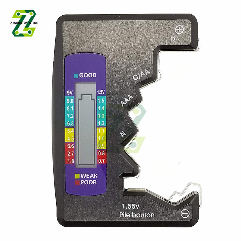 Digitális elemvizsgáló LCD-kijelző AA/AAA/9V/1,5V gombelem akkumulátor kapacitás-ellenőrző érzékelő kapacitásának diagnosztikai eszköze