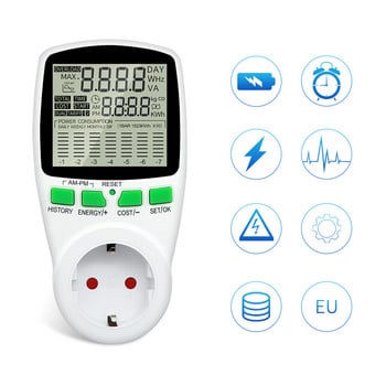 Цифров ватметър AC 230V Power Meter Гнездо Wattmeter Energy Meter 50Hz Watt Cost Monitor Измерване на изходна мощност Анализатор