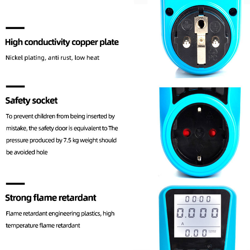 Fișă UE Priză Rus Contor digital de curent Voltmetru Contor de putere AC Timp Watt Putere Tester de energie Wattmetru US UK AU FR Mufă BR