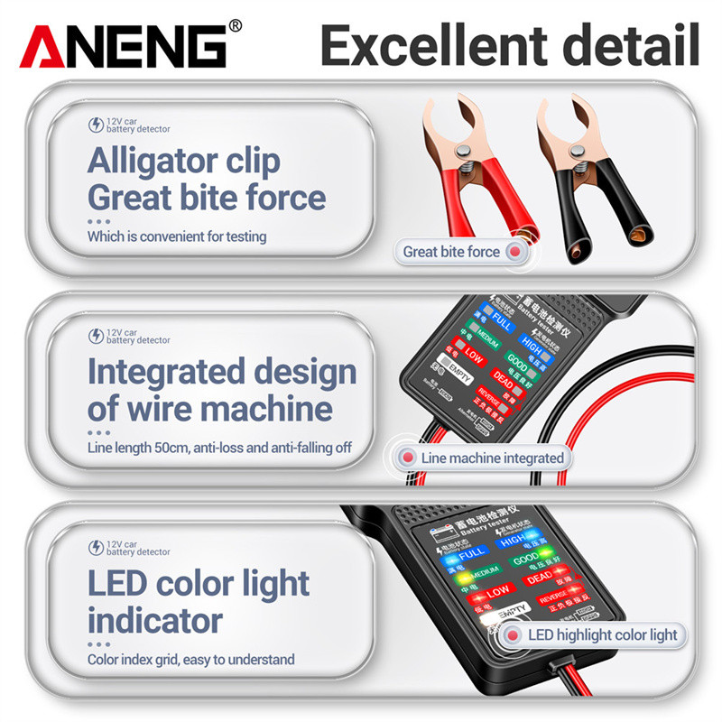 Akumulatora testeris 12V LCD digitālais automātiskais akumulatoru analizators uzlādes kloķa sistēmas testeris automašīnas akumulatora pārbaudītāja diagnostikas rīks