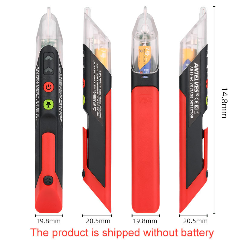 AN19 AC érintésmentes feszültségvizsgáló toll feszültségérzékelő intelligens töréspont kereső, kettős érzékenységű élő vezeték-ellenőrző hangjelző riasztás