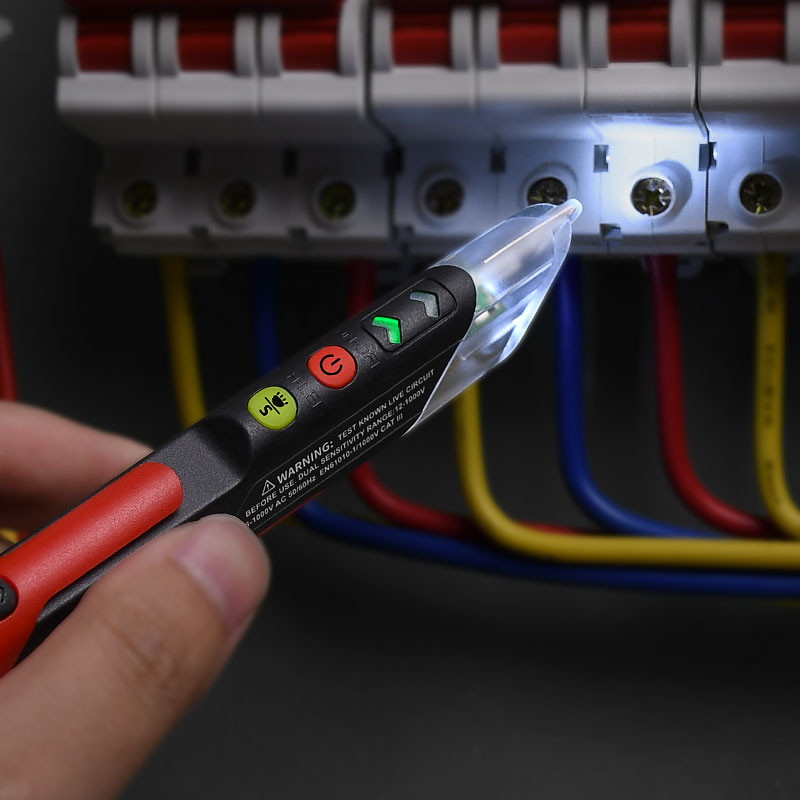 AN19 AC érintésmentes feszültségvizsgáló toll feszültségérzékelő intelligens töréspont kereső, kettős érzékenységű élő vezeték-ellenőrző hangjelző riasztás