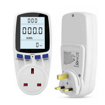 Енергиен монитор Euro Plug Измервател на мощност Гнездо LCD Монитор за потребление на енергия Измерване на мощност Интелигентен измервател на контакта LCD Монитор за потребление на енергия