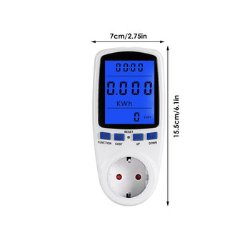 Енергиен монитор Euro Plug Измервател на мощност Гнездо LCD Монитор за потребление на енергия Измерване на мощност Интелигентен измервател на контакта LCD Монитор за потребление на енергия