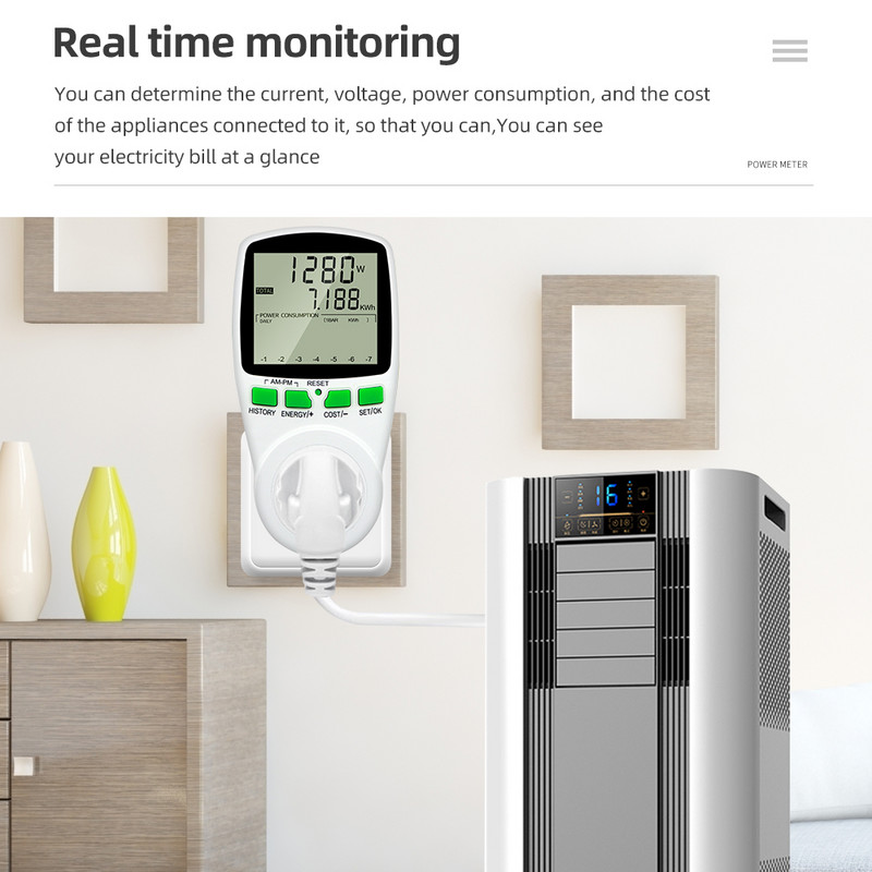 Contor digital de energie Wattmetru Electricitate Kwh Contor de putere Vu metru Analizor Watt Monitor EU US UK AU FR Priză 50% REDUCERE
