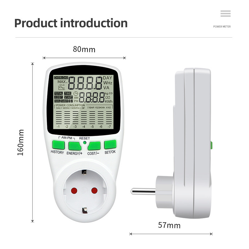 Contor digital de energie Wattmetru Electricitate Kwh Contor de putere Vu metru Analizor Watt Monitor EU US UK AU FR Priză 50% REDUCERE
