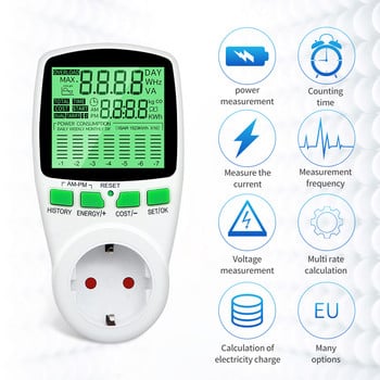 Цифров AC Power Meter Socket Wattmeter Energy Meter Electricity Kwh Switch Outlet Power Analyzer EU US FR BR Plug Watt Monitor