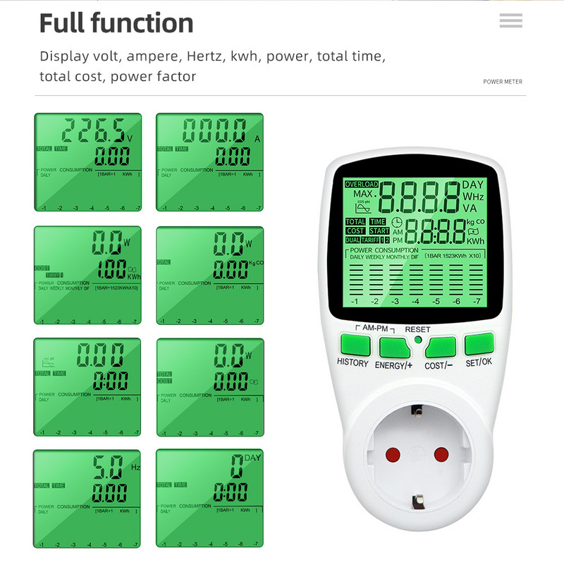 Contor digital de putere AC Priză Wattmetru Contor de energie Electricitate Kwh Întrerupător Priză Analizor de putere EU US FR BR Priză Monitor de watt