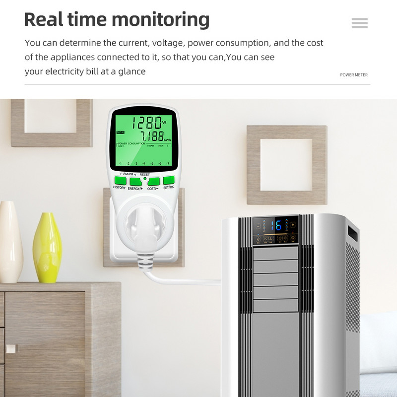 Contor digital de putere AC Priză Wattmetru Contor de energie Electricitate Kwh Întrerupător Priză Analizor de putere EU US FR BR Priză Monitor de watt