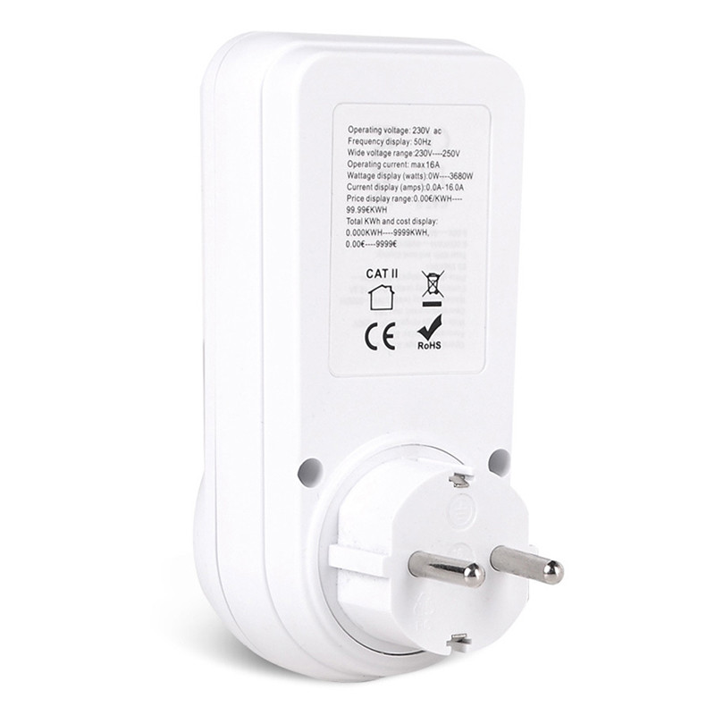 AC 230V Fény Wattmérő Teljesítmény LCD Energia Pontos Mérő Teljesítmény Monitor EU Dugaszoló Aljzat Teljesítmény Kilowatt watt feszültségmérő digitális