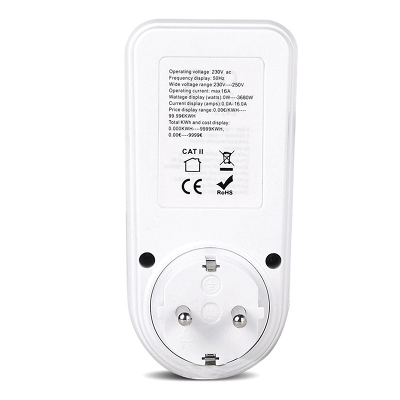 AC 230V Fény Wattmérő Teljesítmény LCD Energia Pontos Mérő Teljesítmény Monitor EU Dugaszoló Aljzat Teljesítmény Kilowatt watt feszültségmérő digitális