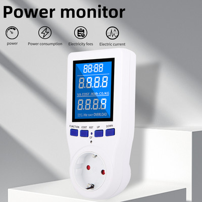 220V AC EU Измервател на мощност Цифров LCD дисплей Консумация на електроенергия Мощност Kwh Измервател на енергия EU US UK Plug Outlet Power Analyzer