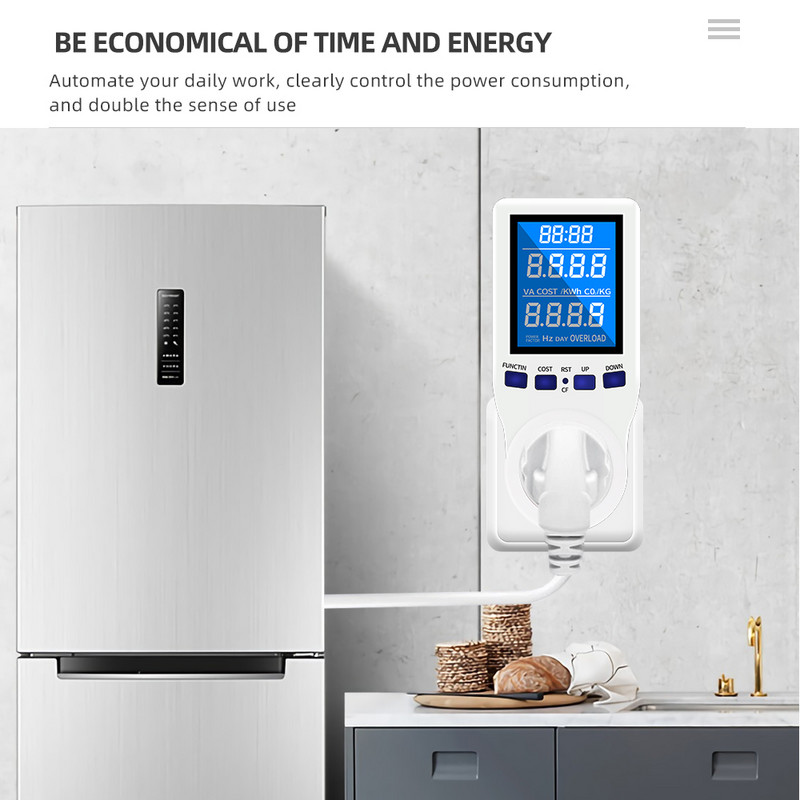220V AC EU mjerač snage Digitalni LCD zaslon Potrošnja električne energije snaga Kwh Mjerač energije EU US UK Utičnica Analizator snage