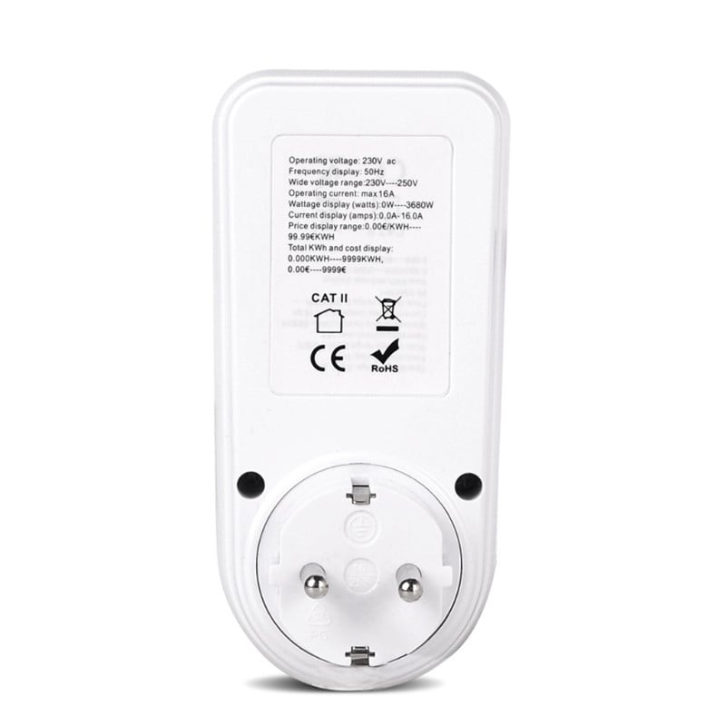 Villamosenergia-használat figyelő Digitális wattmérő AC teljesítménymérő 110V-230V energiamérő aljzat teljesítményfigyelő EU/US/UK/BR dugó