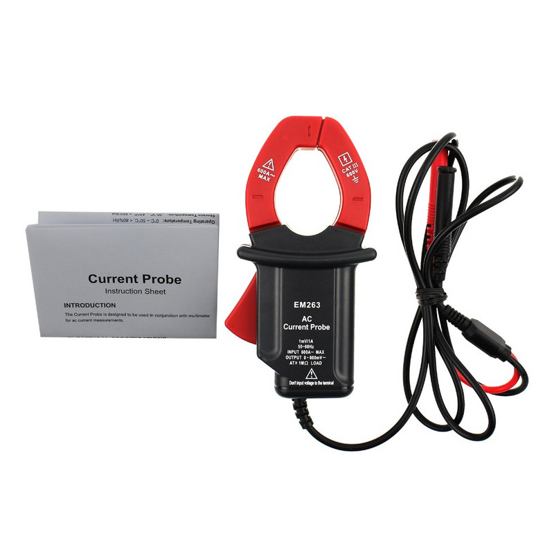 Zondas skaitmeninis gnybtų matuoklis Ampermetras kintamosios srovės srovės zondo multimetro elektroninio testerio įvestis 600A-MAX išėjimas 0-600 mV visos saulės EM263