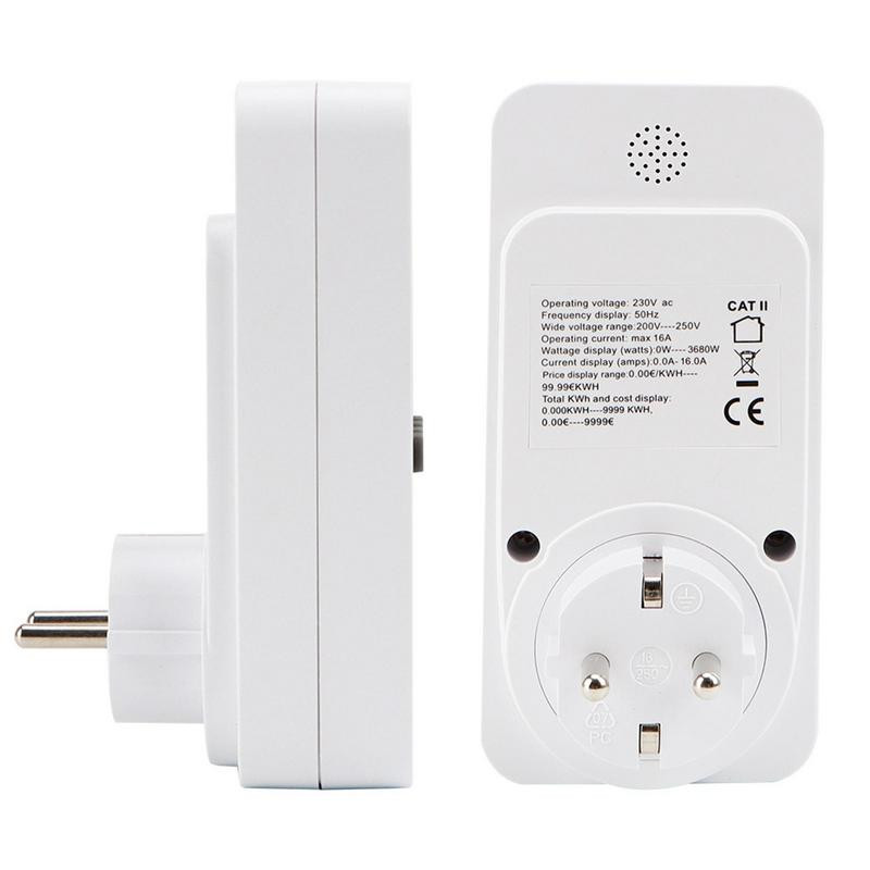 Áramfogyasztásmérő aljzat 220V 110V teljesítménymérő Villamos fogyasztás energiamérő EU dugó Túlterhelés elleni védelem