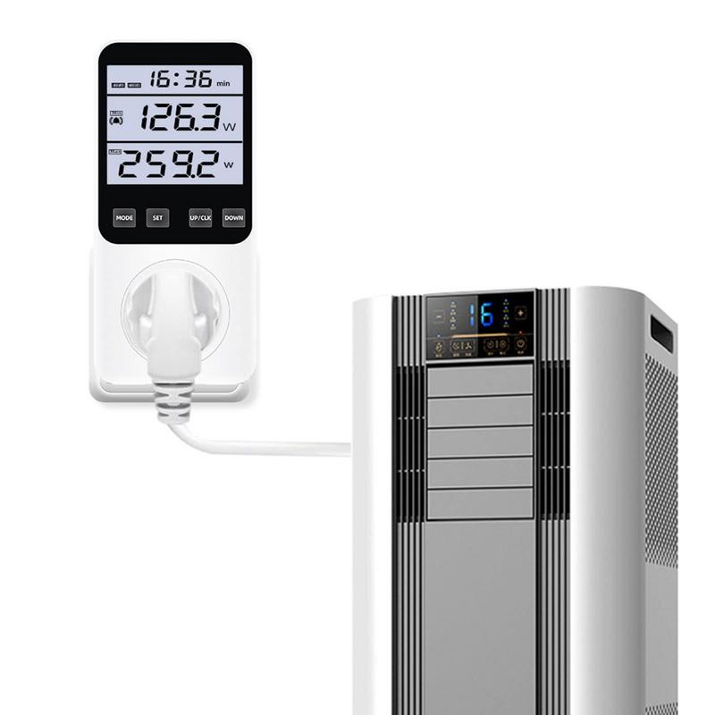 Áramfogyasztásmérő aljzat 220V 110V teljesítménymérő Villamos fogyasztás energiamérő EU dugó Túlterhelés elleni védelem