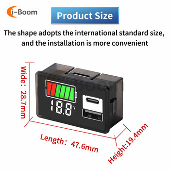Водоустойчив волтметър DC 8-100V 8-30V Цифров дисплей Индикатор за капацитета на литиева батерия Тестер Ниво на заряд на оловно-киселинната батерия