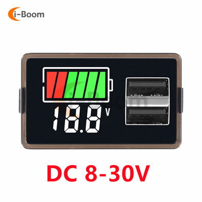 Ūdensnecaurlaidīgs voltmetrs līdzstrāvas 8-100V 8-30V digitālais displejs Litija akumulatora kapacitātes indikatora testeris Svina-skābes akumulatora uzlādes līmenis