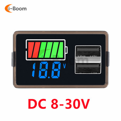 Ūdensnecaurlaidīgs voltmetrs līdzstrāvas 8-100V 8-30V digitālais displejs Litija akumulatora kapacitātes indikatora testeris Svina-skābes akumulatora uzlādes līmenis