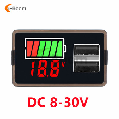 Ūdensnecaurlaidīgs voltmetrs līdzstrāvas 8-100V 8-30V digitālais displejs Litija akumulatora kapacitātes indikatora testeris Svina-skābes akumulatora uzlādes līmenis