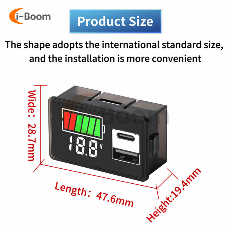 Ūdensnecaurlaidīgs voltmetrs līdzstrāvas 8-100V 8-30V digitālais displejs Litija akumulatora kapacitātes indikatora testeris Svina-skābes akumulatora uzlādes līmenis