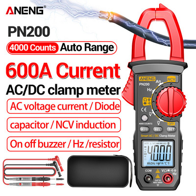 ANENG PN200 Clampmetru digital DC/AC 600A Curent 4000 de numărări Multimetru Ampermetru Tester de tensiune Auto Hz Capacitate NCV Ohm Test