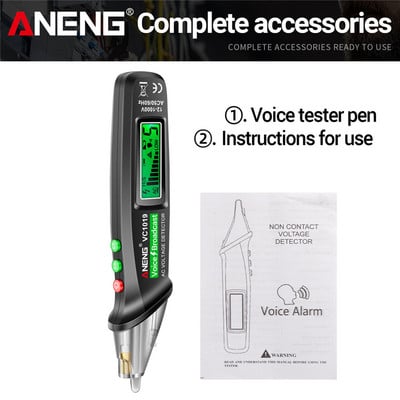 ANENG VC1019 DC AC Test Pen Detector de tensiune de difuzare vocală 12-1000V Volt Current Pen fără contact Instrument de contorizare electrică