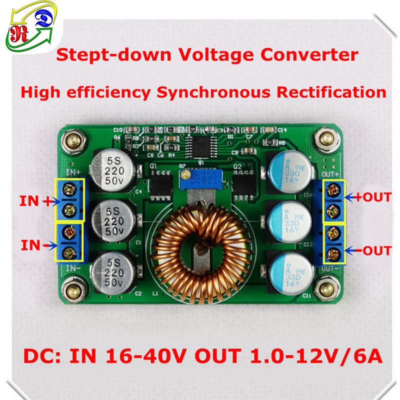 RD DC-DC Step-down Υψηλής απόδοσης Σύγχρονη 12v/9v 6A Ρυθμιζόμενη τροφοδοσία Ρυθμιστής τάσης μετατροπέα buck buck