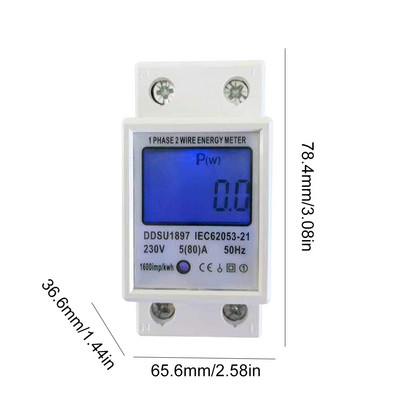 Skaitmeninis energijos matuoklis LCD ekranas AC 230V vatmetras Daugiafunkcis 5-80A elektrinis apkrovos analizatoriaus apšvietimas namams ar verslui