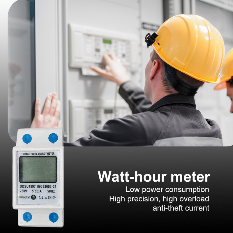 Skaitmeninis energijos matuoklis LCD ekranas AC 230V vatmetras Daugiafunkcis 5-80A elektrinis apkrovos analizatoriaus apšvietimas namams ar verslui