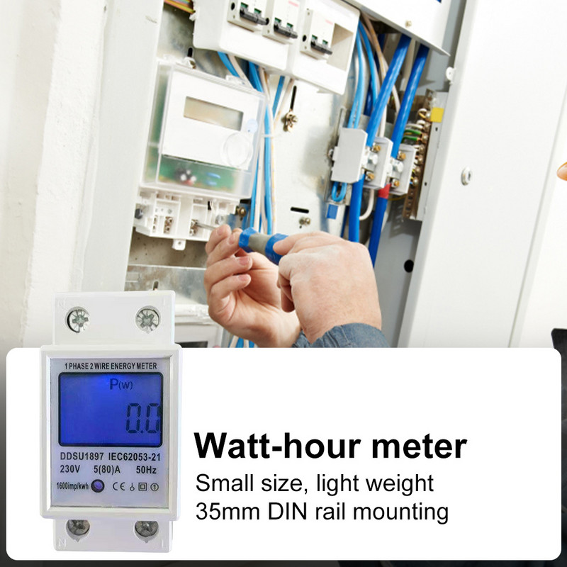 Skaitmeninis energijos matuoklis LCD ekranas AC 230V vatmetras Daugiafunkcis 5-80A elektrinis apkrovos analizatoriaus apšvietimas namams ar verslui