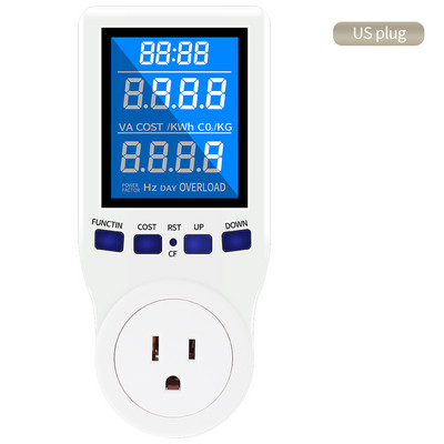 Kintamosios srovės skaitmeninis vatmetras LCD lizdas Maitinimo matuoklis Elektros suvartojimas Energijos skaitiklis Elektros skaitiklis Elektros energijos naudojimo monitoriaus kištukas
