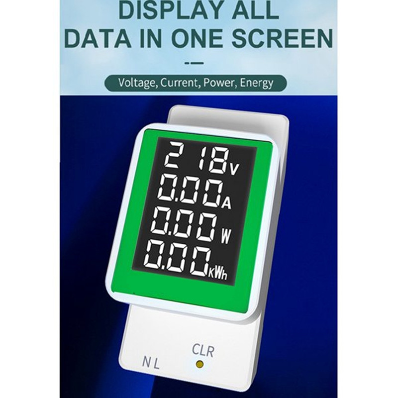 Skaitmeninis energijos skaitiklio testeris Elektros energijos naudojimo monitorius Galia Voltmetras Ampermetras Įtampa Amperai Vatai Kwh