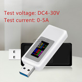 Έγχρωμη οθόνη USB Δοκιμαστής τάσης οργάνου μέτρησης ανιχνευτής φορτιστή Βολτόμετρο Αμπερόμετρο Προστασία φόρτισης κινητού τηλεφώνου DC4-30V