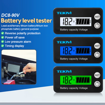 DC baterija Voltmetar DC 12V-70V Indikator kapaciteta Mjerač snage Litijeva olovno-kiselinska ćelija 12V 24V 48V za auto motocikl Voltmetar