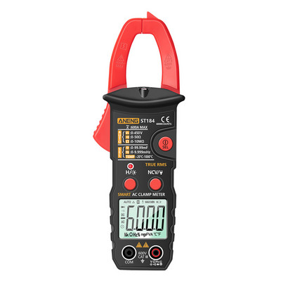 ANENG ST184 digitális bilincsmérő 6000 számláló LCD képernyő háttérvilágítású multiméterrel, True RMS AC/DC feszültségmérő ampermérő teszter