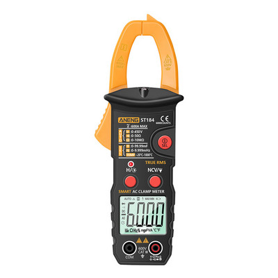 ANENG ST184 digitális bilincsmérő 6000 számláló LCD képernyő háttérvilágítású multiméterrel, True RMS AC/DC feszültségmérő ampermérő teszter