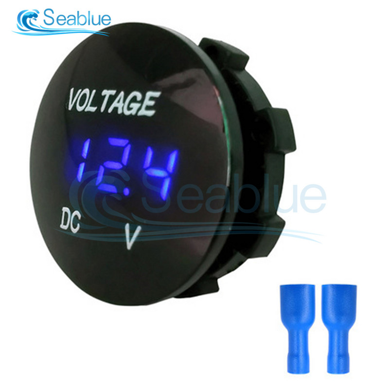 DC 5V 12V 24V 48V automobilių motociklo voltmetras, vandeniui atsparus LED skaitmeninis įtampos matuoklis, skirtas automobiliniam motociklui, keturračiui UTV sunkvežimiui