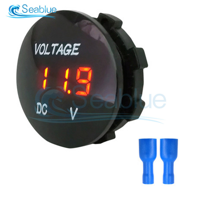 DC 5V 12V 24V 48V automobilių motociklo voltmetras, vandeniui atsparus LED skaitmeninis įtampos matuoklis, skirtas automobiliniam motociklui, keturračiui UTV sunkvežimiui