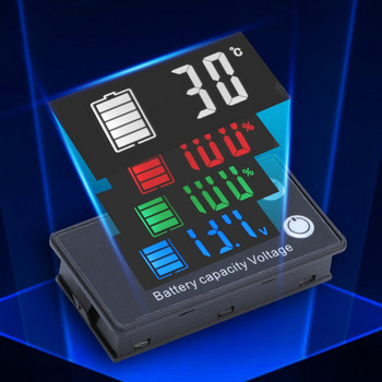 Тестер за капацитет и измервател на напрежение с LCD дисплей със задно осветяване Водоустойчив за Dc 7-70V Оловно-киселинен литиев индикатор