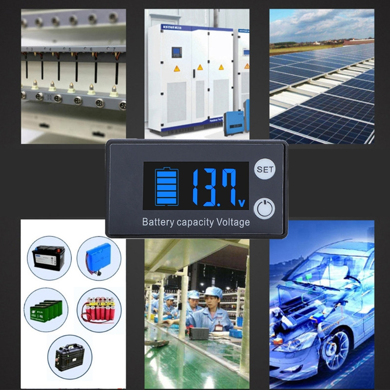 LCD-ekraaniga taustvalgustusega veekindel mahutester ja pingemõõtur alalisvoolu 7-70 V pliihappe liitiumi indikaatori jaoks