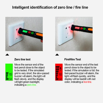 RuoShui 10 безконтактен детектор за променливотоково напрежение, LCD дисплей, NCV чувствителност, аларма, електрически прекъсвач, търсач, молив, тестер