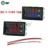DC 7-110V 10A Voltmérő Ampermérő Kék Piros Kétamperes Volt Feszültség Árammérő Mérőelem 0,28" digitális LED kijelző