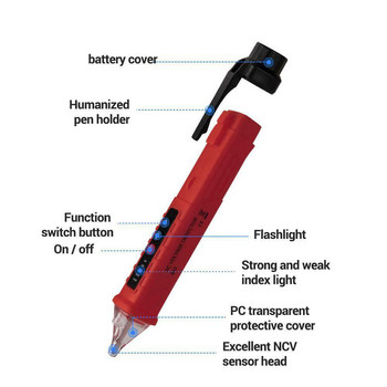 Μολύβι δοκιμής ηλεκτρικού αισθητήρα τάσης 12-1000V ανιχνευτές τάσης εναλλασσόμενου ρεύματος VD802 Smart Un-Contact Tester Pen Meter 12-1000V