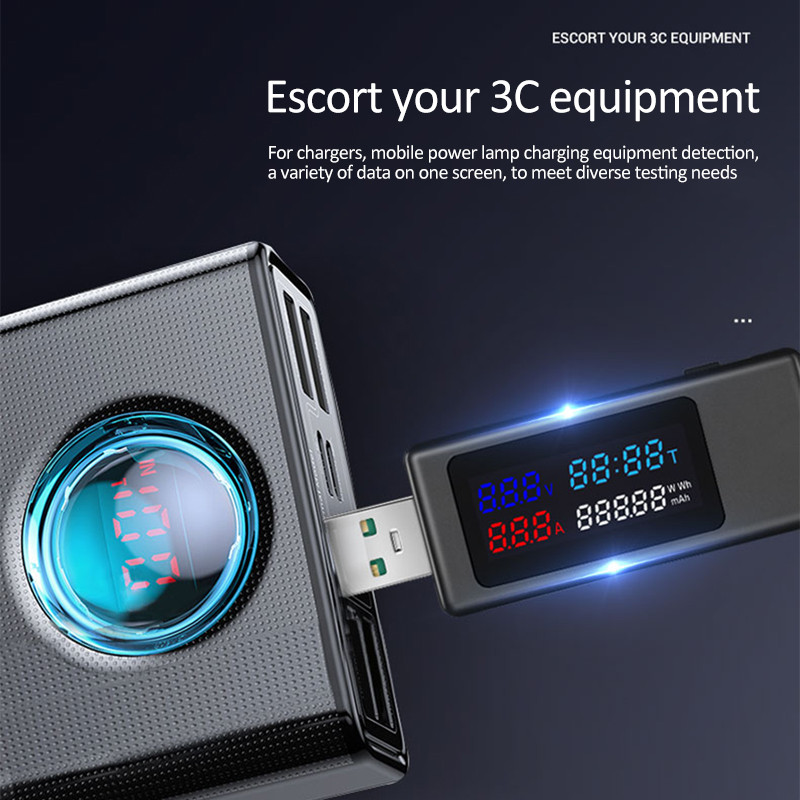 USB jaudas mērītāja testera krāsainais displejs 0-6,5A strāva 4-30V spriegums USB lādētājs testeris barošanas mērītājs mobilais akumulatora detektors