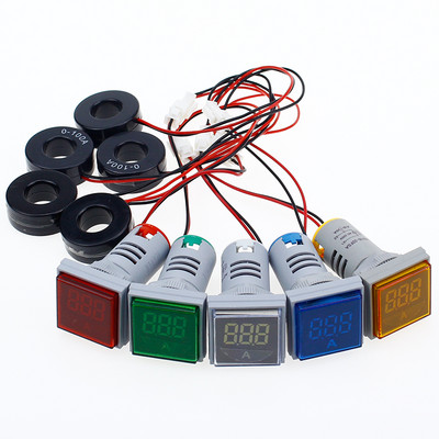 Voltmetru și ampermetru digital pătrat LED Indicator de tensiune Contor de curent AC 60-500V 0-100A D18 dropship