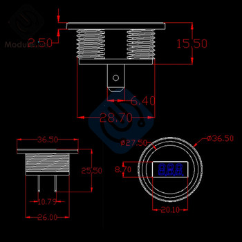 DC 5V-48V 12V 24V 36V Автомобилен мотоциклет DC5V-48V Цифров LED панел Волтметър Тестер за измерване на напрежение Дисплей Волтметър Водоустойчиви инструменти